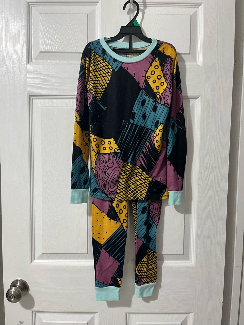 Kids Nightmare before Christmas Sleeve Pajama Set - Teal Accent